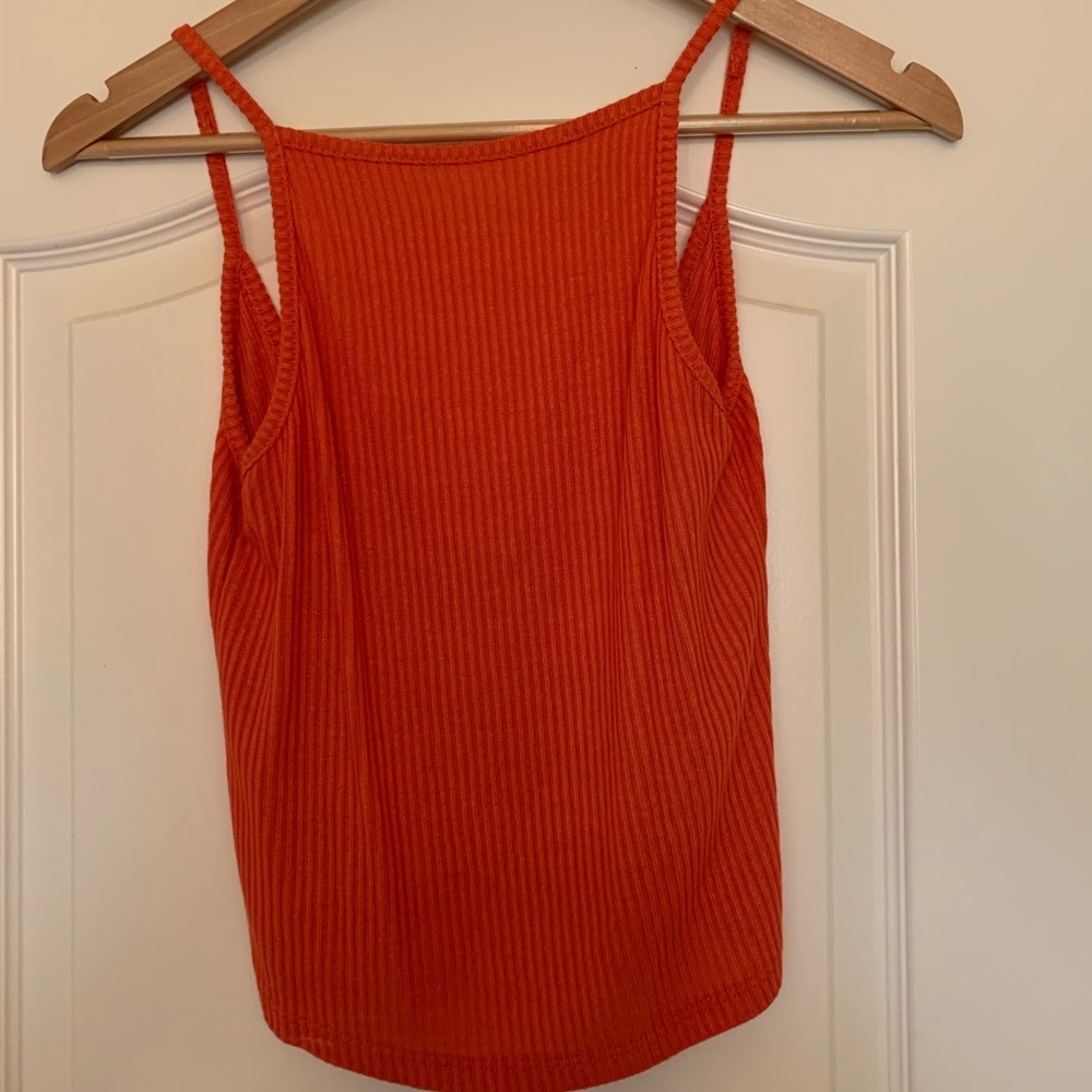 Orange open back tank